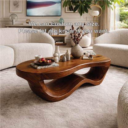 Modern Wooden Coffee Table with Elegant Curved Design