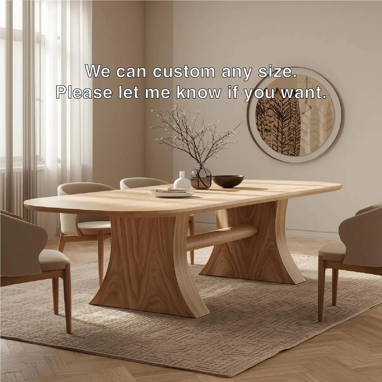 Modern Oval Dining Table Curved Pedestal Base Minimalist Dining Room Table for Home Kitchnce