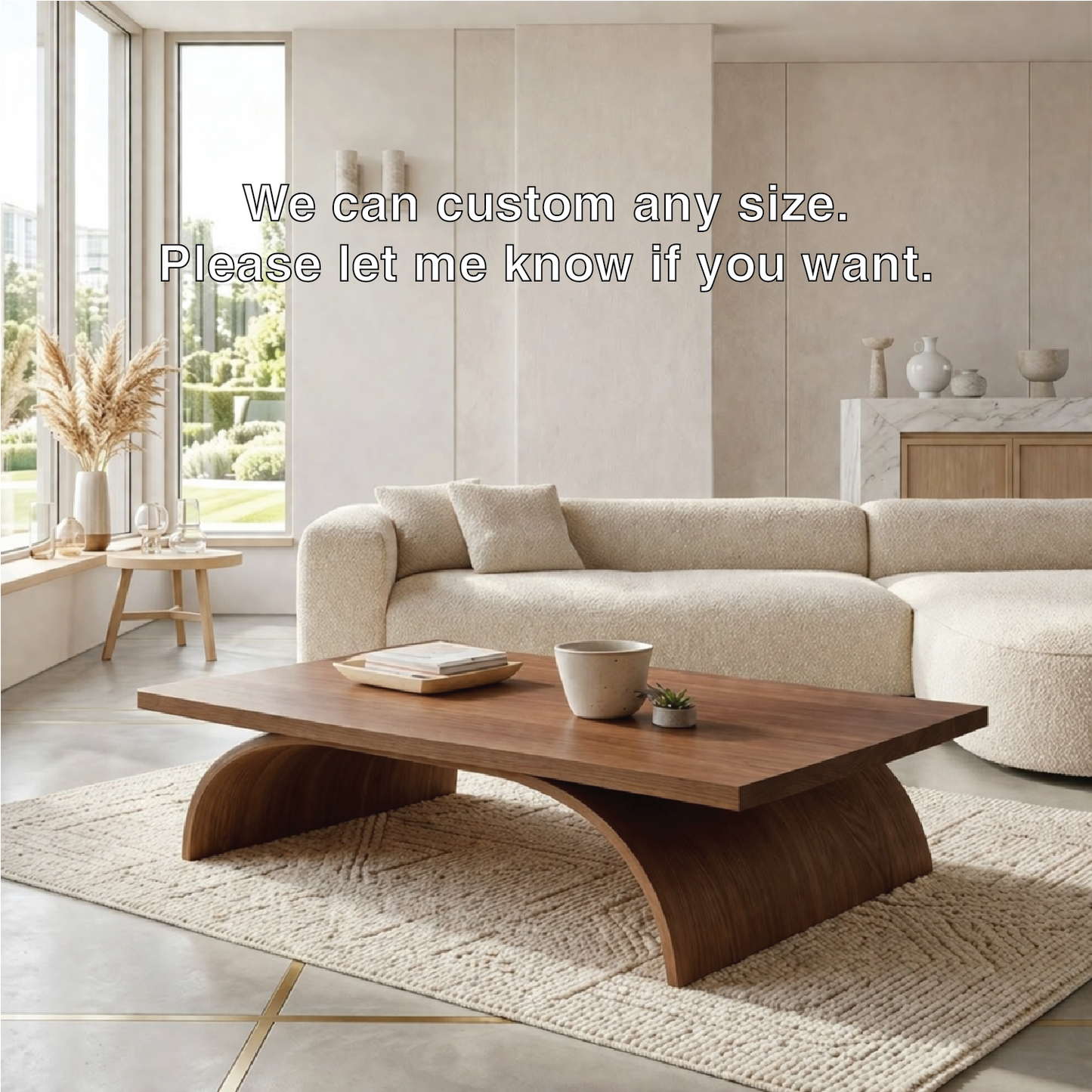 Modern Sculptural Coffee Table with Curved Base, Minimalist Living Room Centerpiece