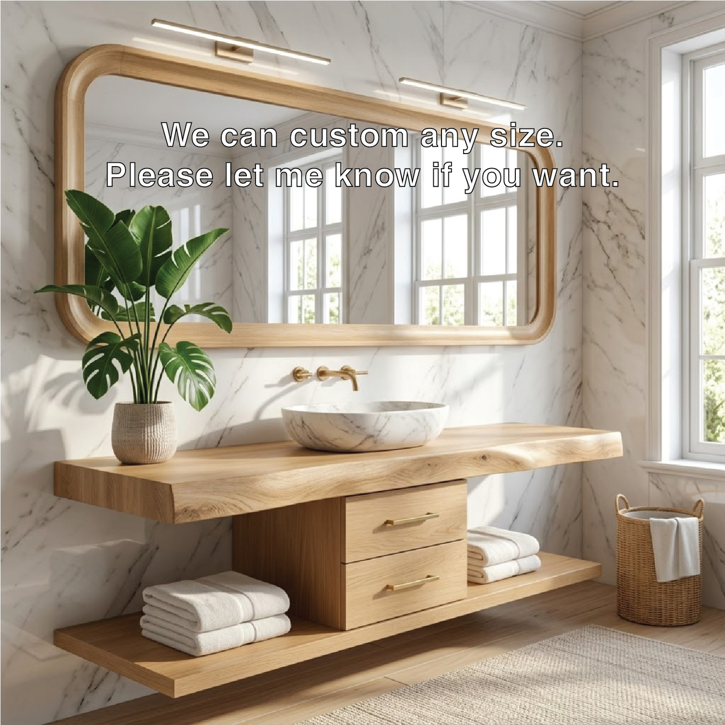 Luxury Floating Vanity with Walnut Wood, Large Storage, and Modern Design Kitchnce