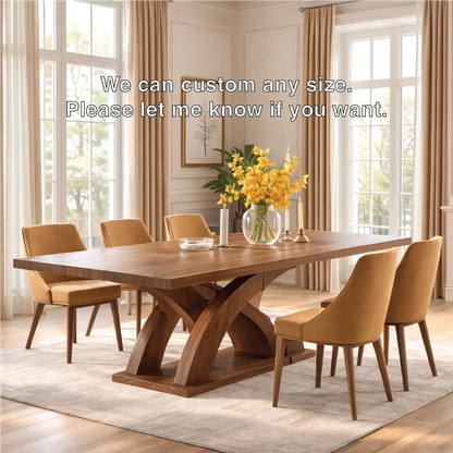 Modern Dining Table Sculptural Curved Base Large Wooden Dining Table for Home Kitchnce