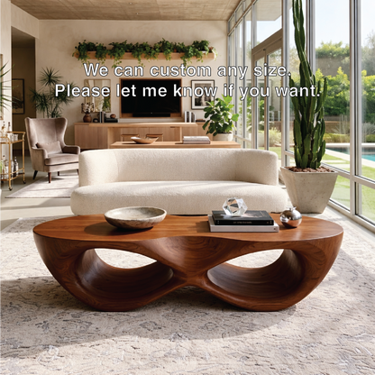 Modern Wooden Coffee Table with Elegant Curved Double Design