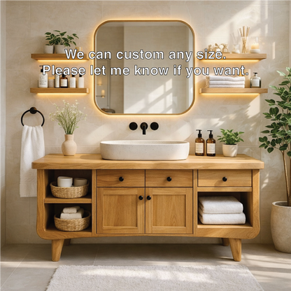 Modern Farmhouse Bathroom Vanity Cabinet With Drawers And Open Shelf Storage Kitchnce