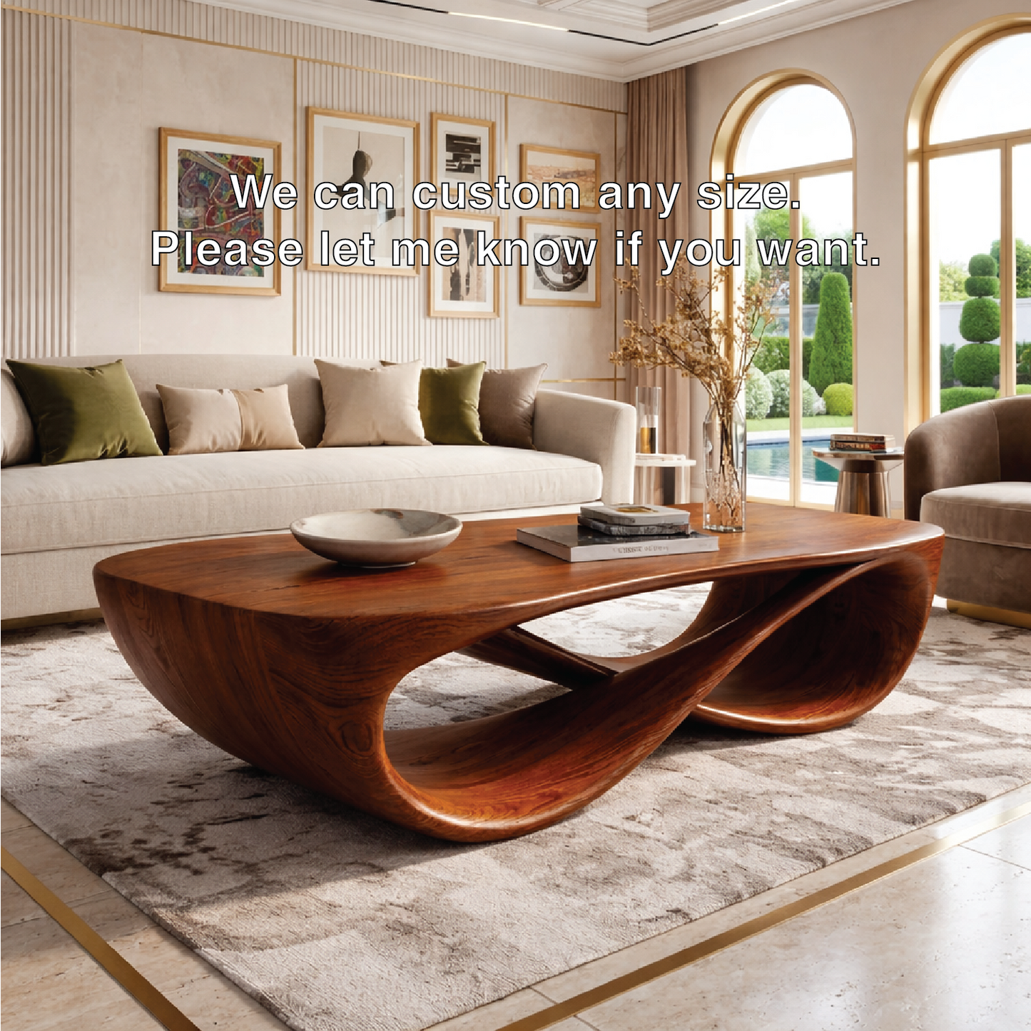 Elegant Wooden Coffee Table with Stylish Curved Design