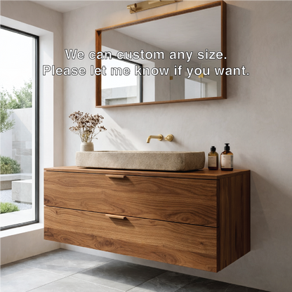 Modern Solid Wood Bathroom Vanity with Floating Drawers and Minimalist Design