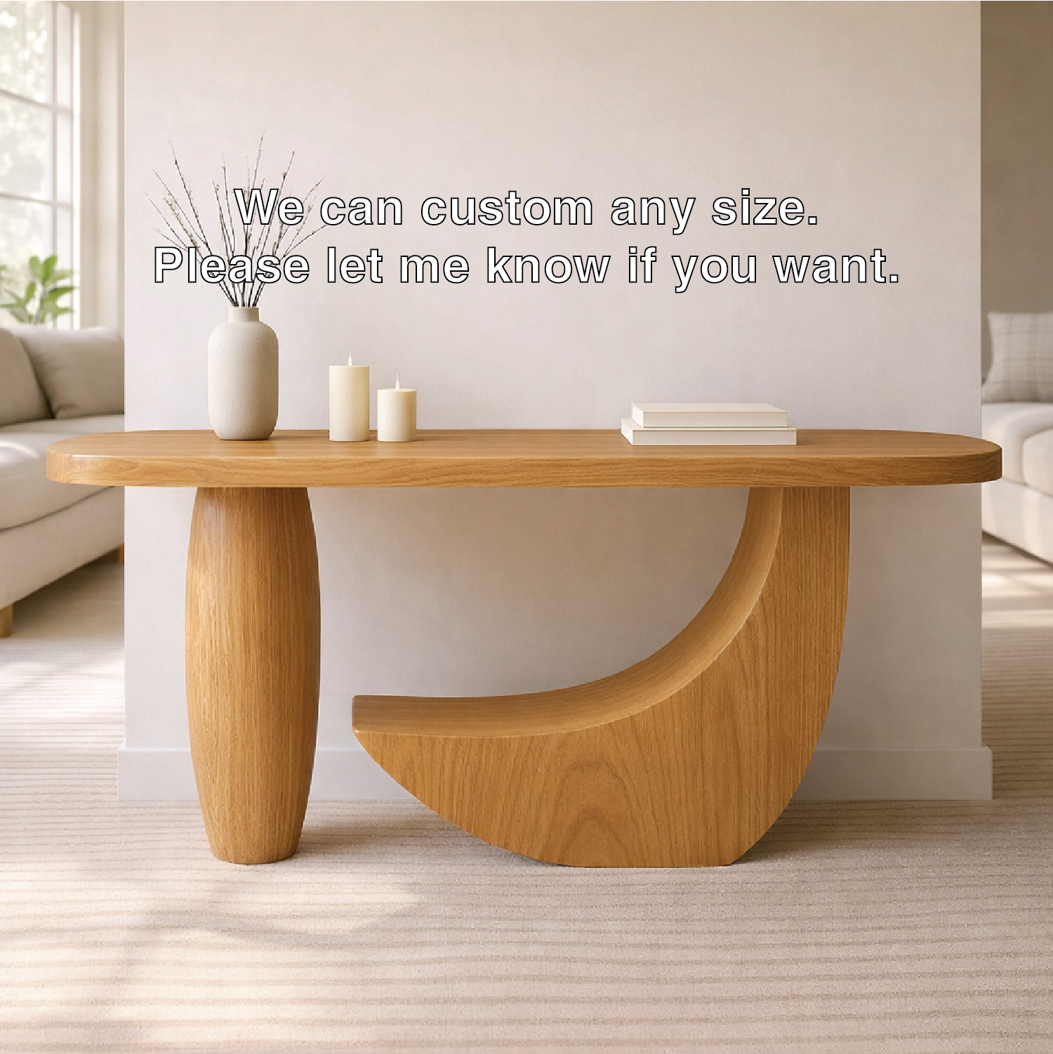 Modern Solid Wood Console Table, Sculptural Curved Base Entryway Hallway Statement Furniture Kitchnce