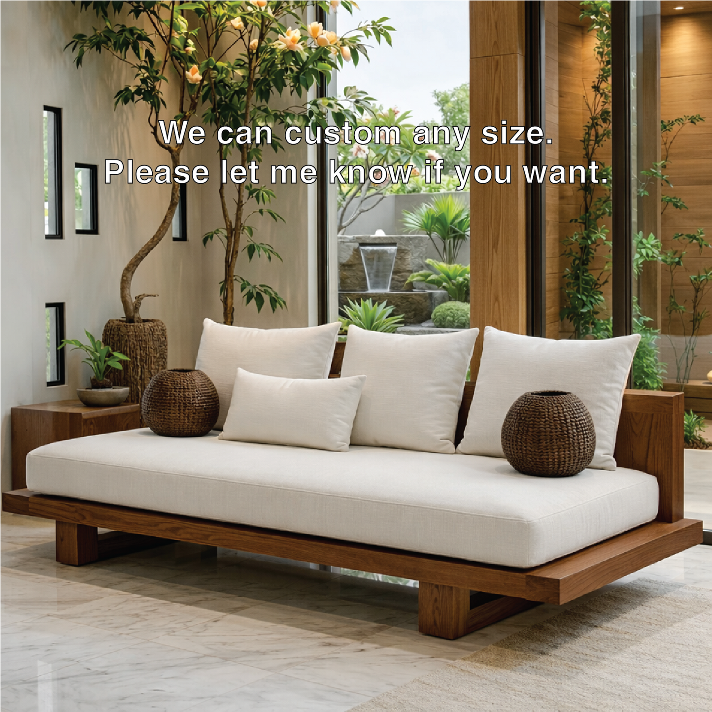Modern Minimalist Solid Wood Daybed Sofa for Living Room