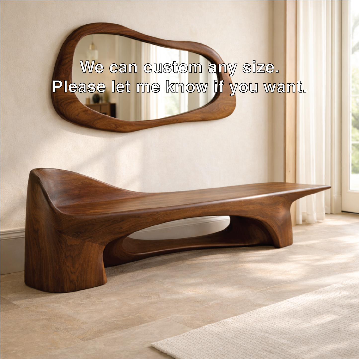 Sculptural Entryway Bench Modern Curved Hallway Seat Organic Statement Furniture