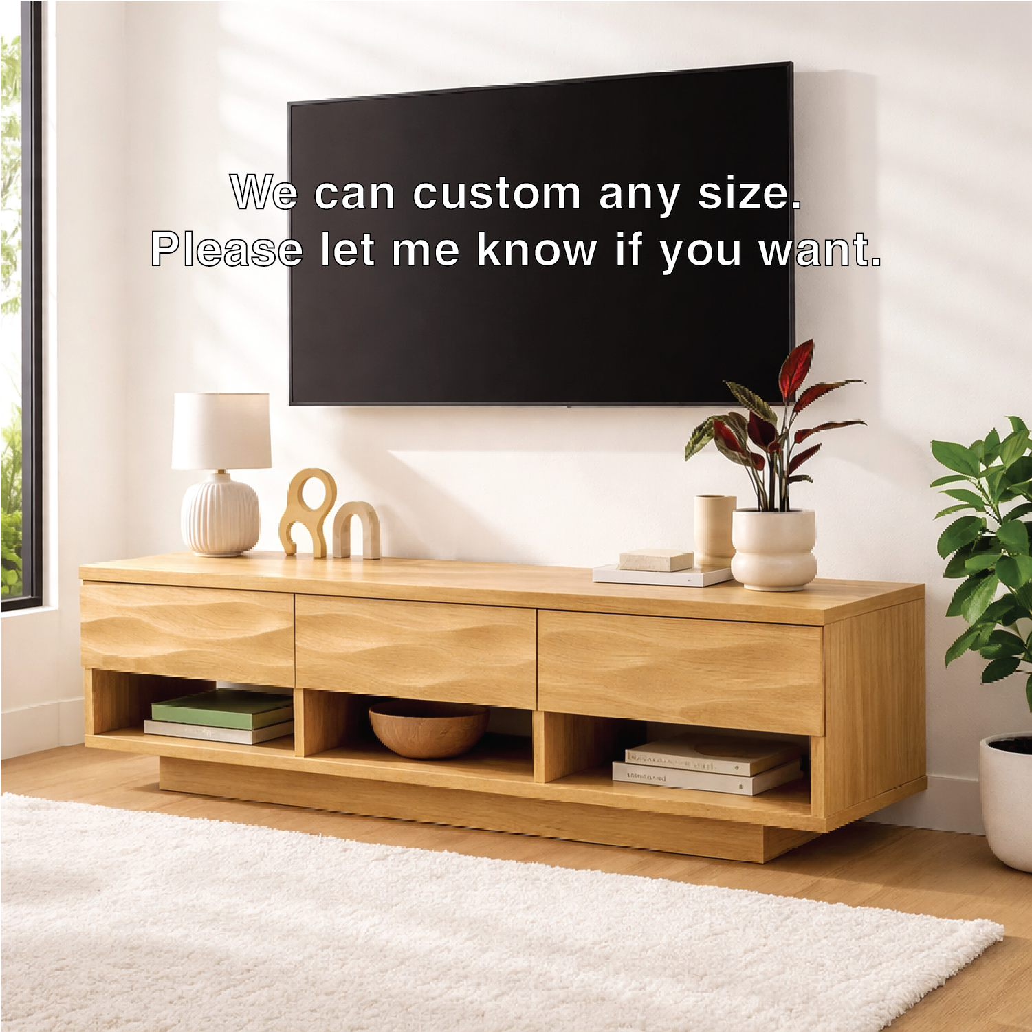 Handcrafted Solid Walnut TV Stand – Modern Wavy Drawer Media Console for Contemporary Homes Kitchnce