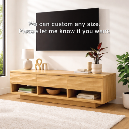 Handcrafted Solid Walnut TV Stand – Modern Wavy Drawer Media Console for Contemporary Homes Kitchnce
