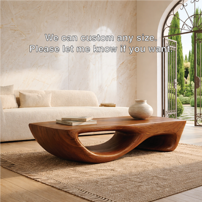 Contemporary Sculptural Coffee Table with Open Wave Base, Luxury Lounge Centerpiece