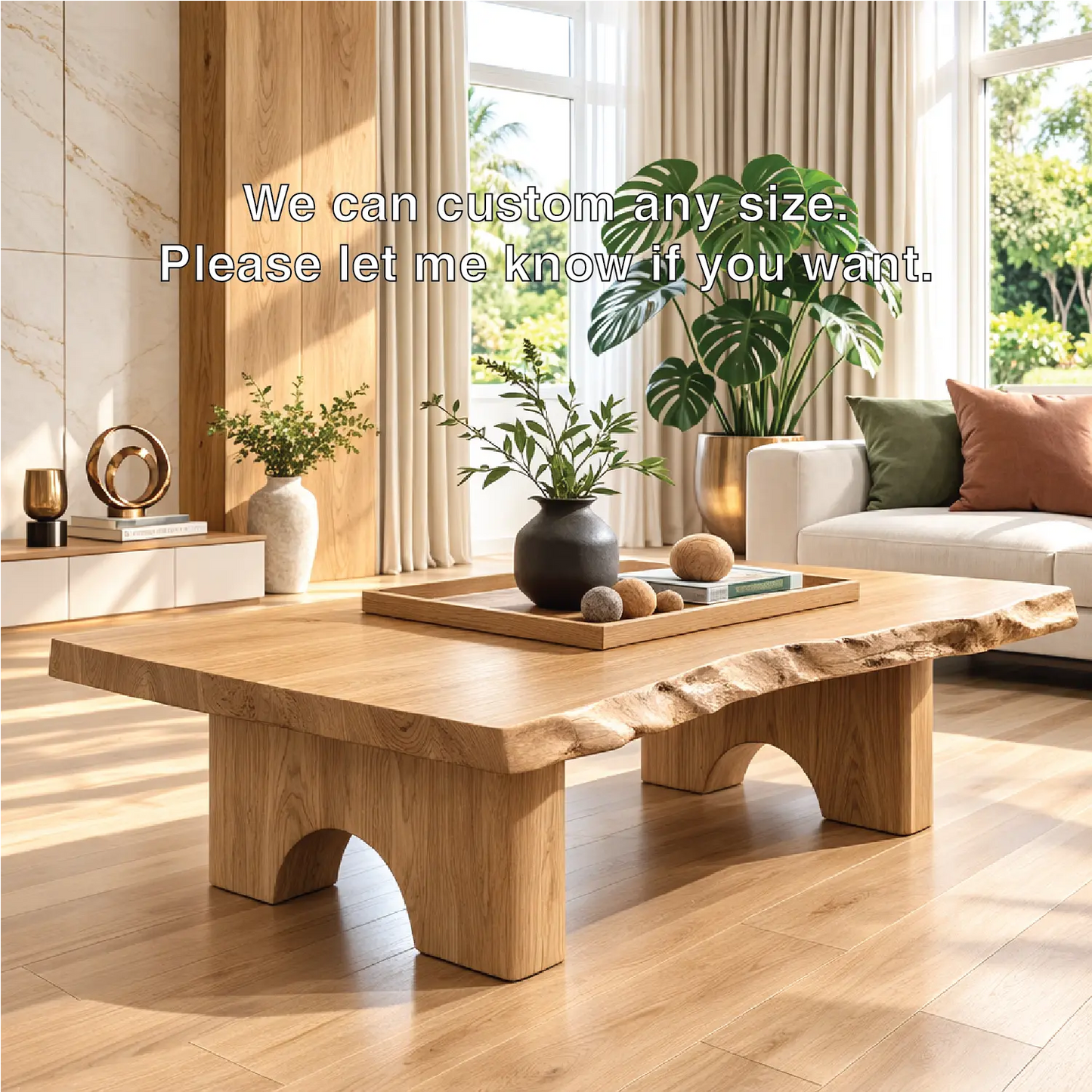Unique Solid Wood Coffee Table with Artistic Design and Natural Finish Kitchnce