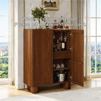 Modern Bar Cabinet with Wine Glass Holder and Concealed Liquor Storage