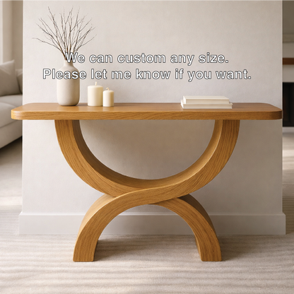 Modern Solid Wood Console Table, Sculptural Arch Base Entryway Hallway Statement Furniture Kitchnce
