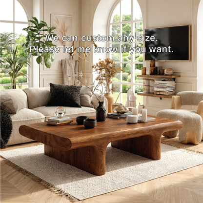 Unique Wooden Coffee Table with Sculptural Curved Design