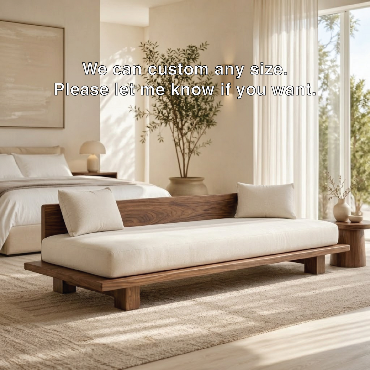 Modern Daybed Sofa with Backrest Minimal Upholstered Bench for Bedroom Decor