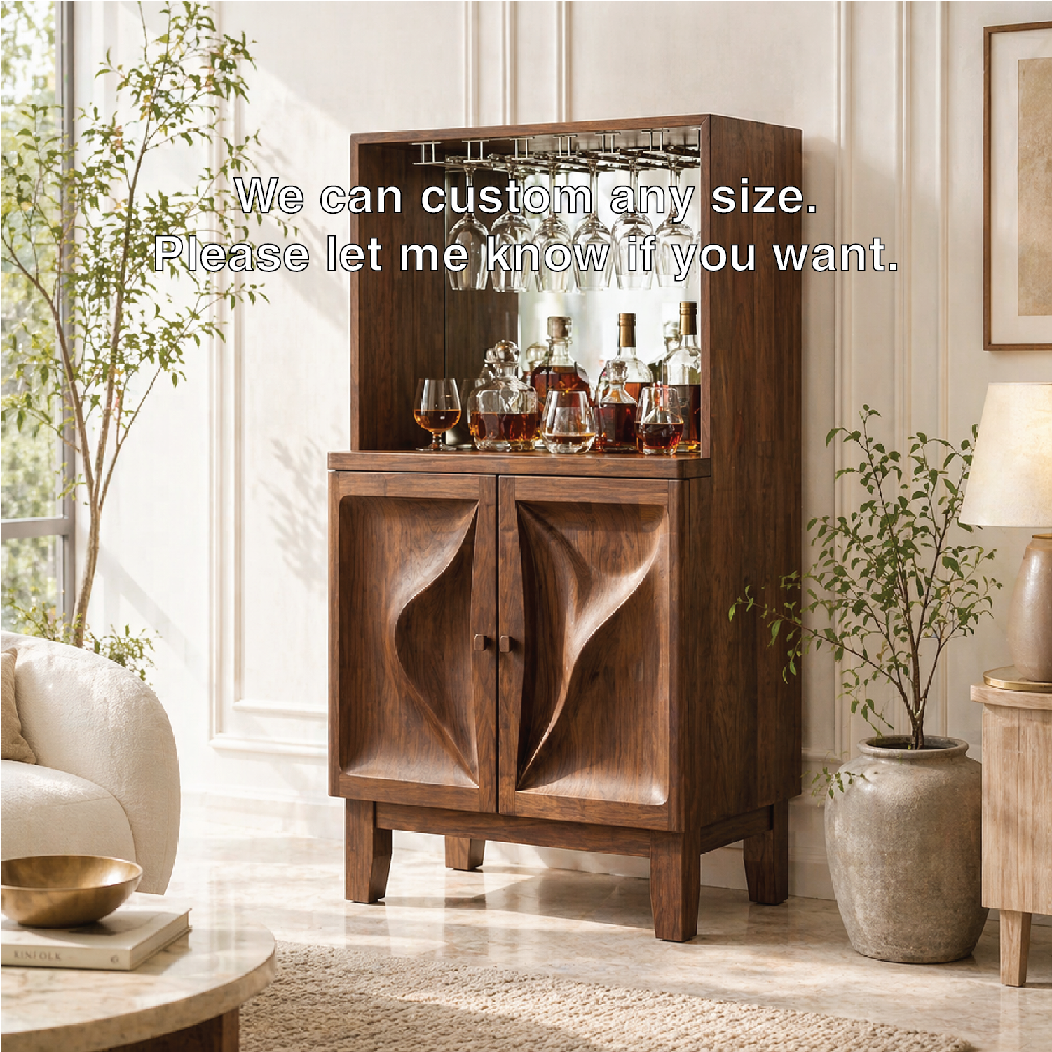 Modern Bar Cabinet Liquor Storage Glass Rack Home Entertaining Display Furniture