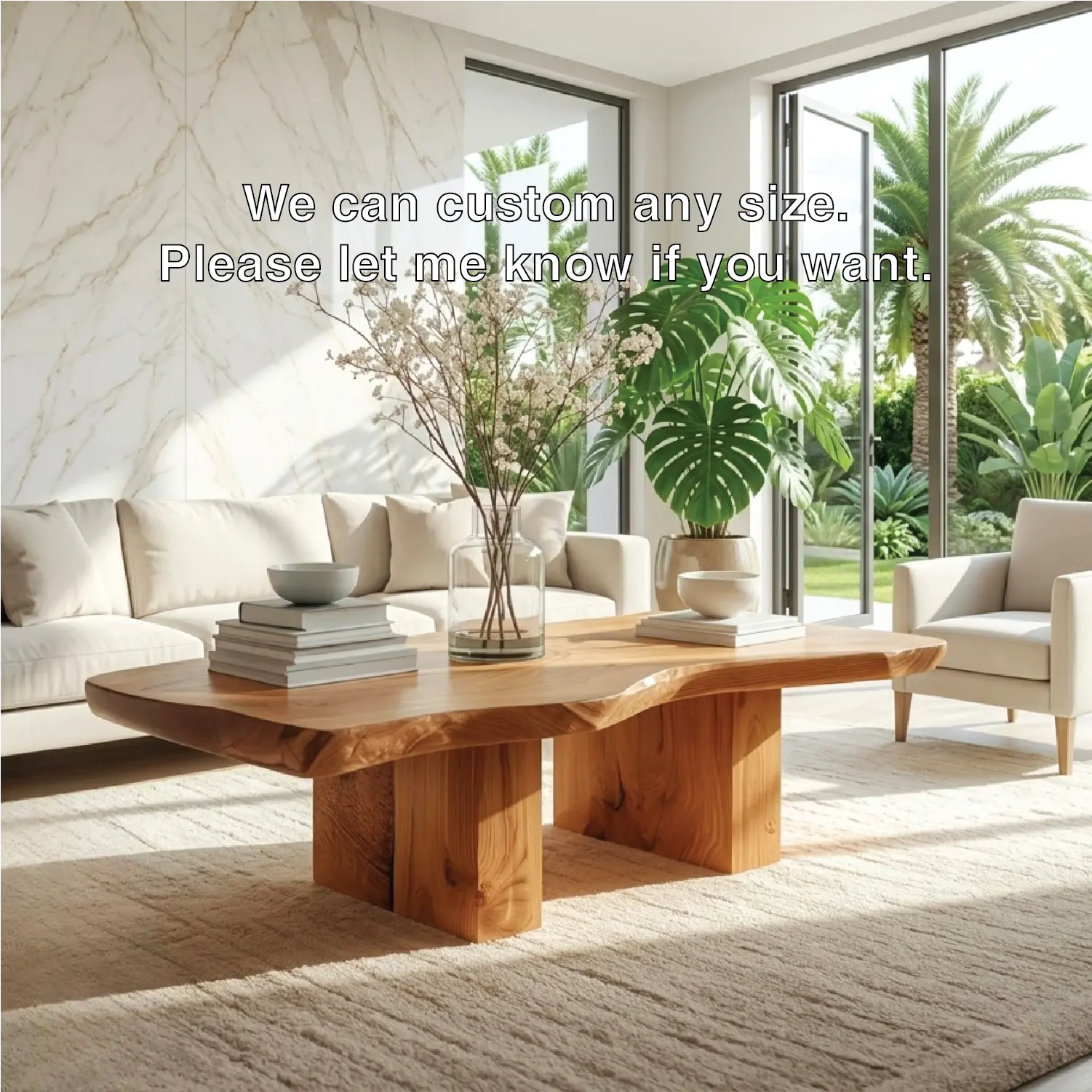 Handcrafted Natural Wood Coffee Table with Sculptural Design Kitchnce