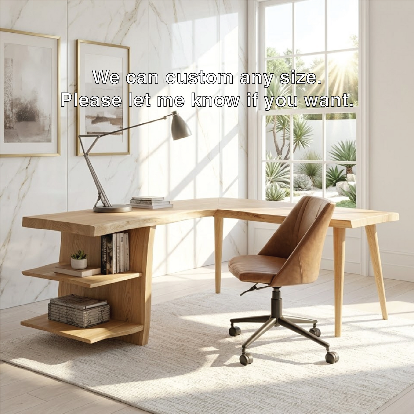 Modern L Shaped Writing Desk with Shelf Home Office Corner Workstation Table