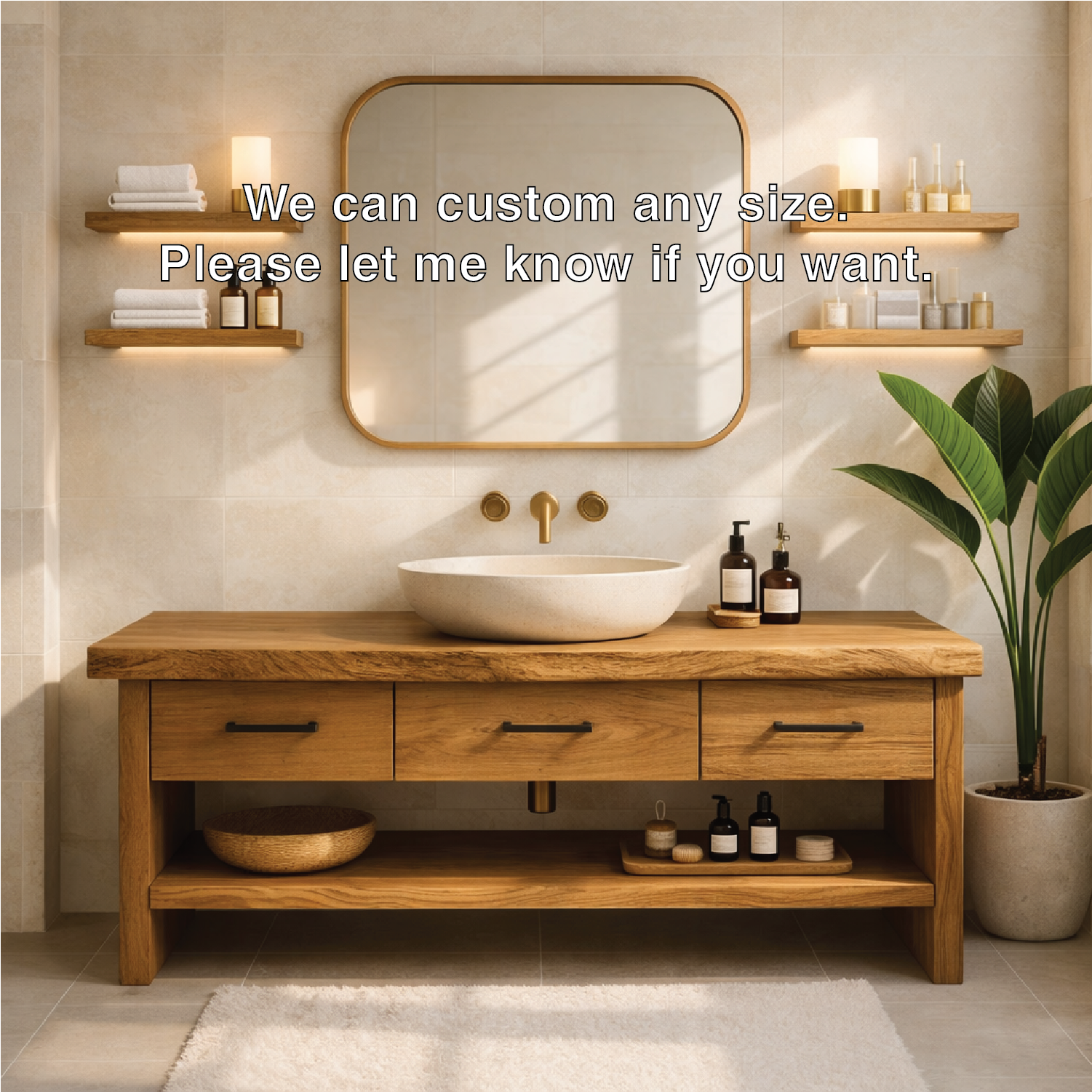 Modern Rustic Solid Wood Bathroom Vanity Cabinet With Drawers And Open Shelf Kitchnce