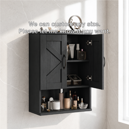 Floating Bathroom Cabinet, Farmhouse Wall Mounted Vanity Storage Shelf Organizer