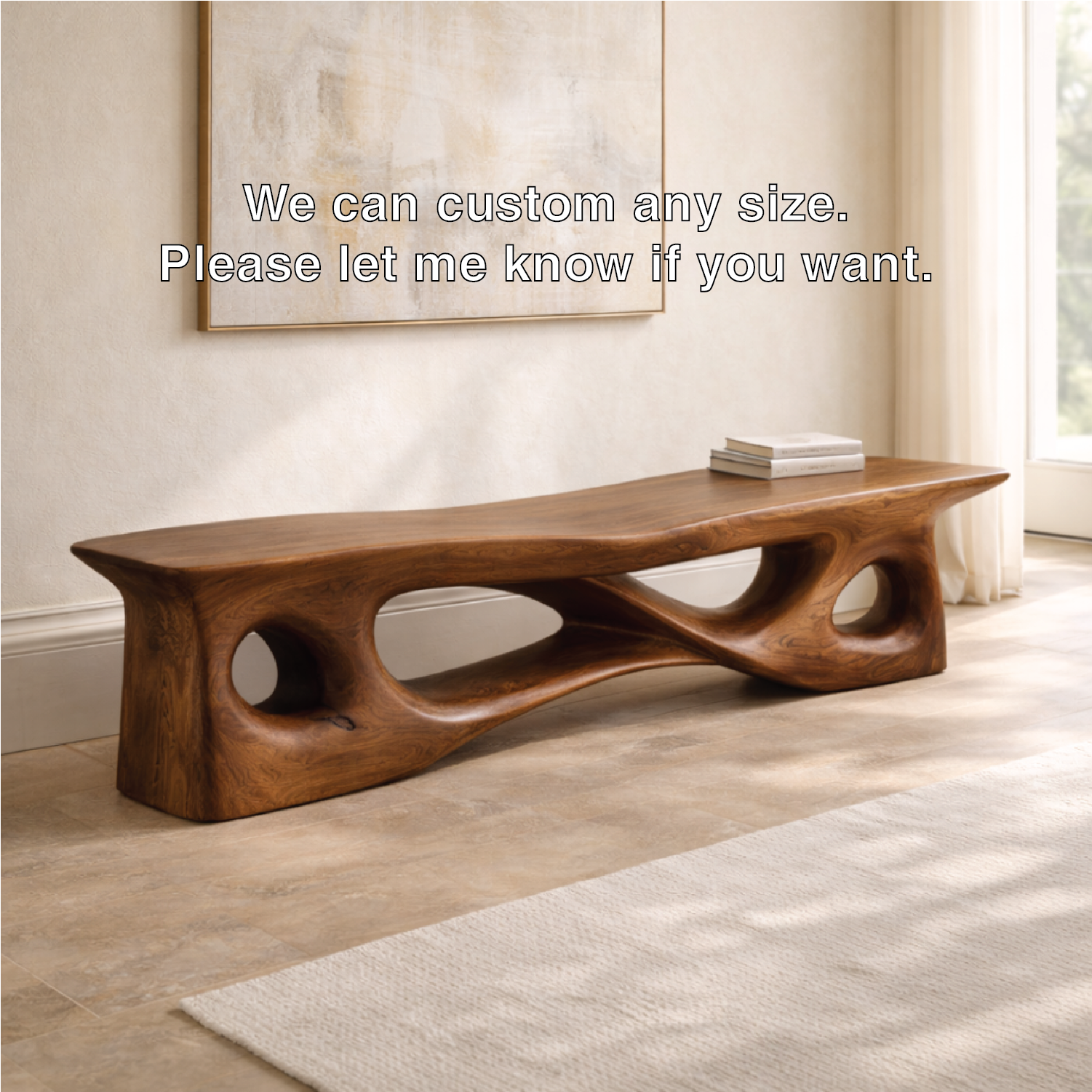 Sculptural Entryway Bench Organic Curved Hallway Seat Statement Minimalist Furniture