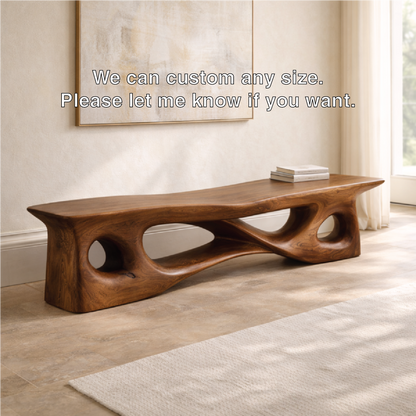 Sculptural Entryway Bench Organic Curved Hallway Seat Statement Minimalist Furniture
