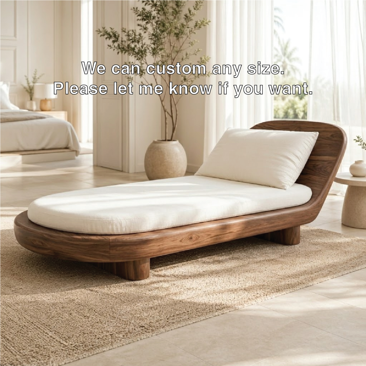 Modern Curved Chaise Lounge Daybed with Cushion for Bedroom Reading Nook