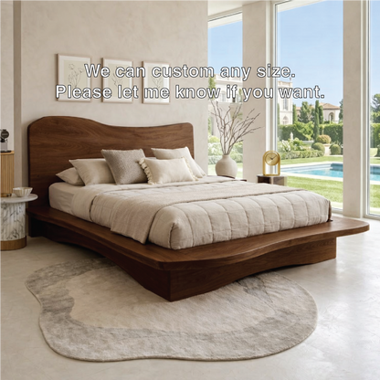 Modern Curved Platform Bed Frame, Minimalist Luxury Bedroom Furniture Design