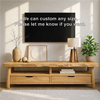 Rustic Wood TV Stand With Drawers and Open Shelf Long Media Console Entertainment Center Kitchnce