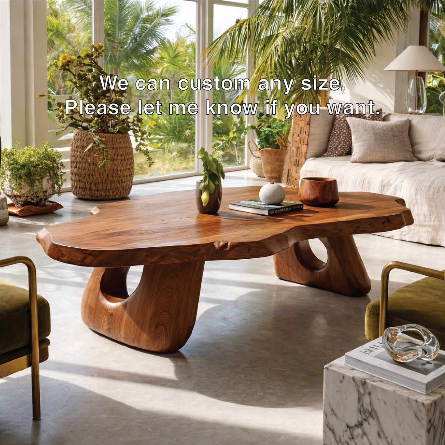 Organic Wooden Coffee Table with Unique Sculptural Base