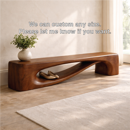Modern Entryway Bench with Shelf Sculptural Hallway Seat Organic Statement Furniture