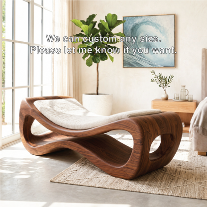 Sculptural Upholstered Daybed Organic Cutout Frame, Cream Cushion Lounger