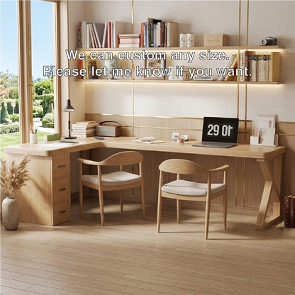 Modern L-Shaped Wooden Desk with Storage for Home Office or Study