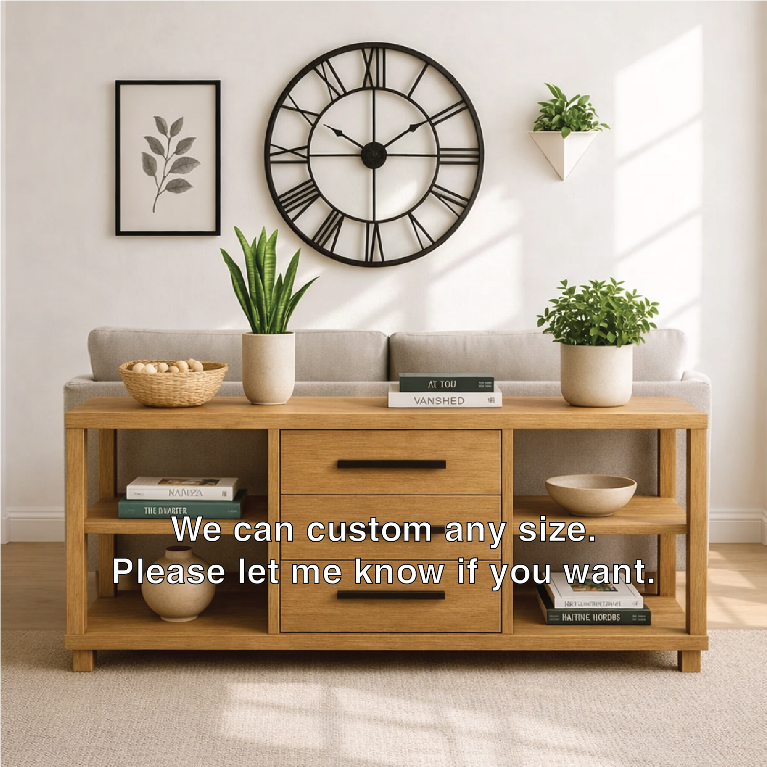 Solid Wood Console Table with Drawers and Shelves, Modern Walnut Entryway Sofa Table Storage Cabinet Kitchnce