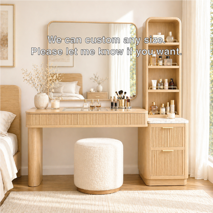 Modern Makeup Vanity Desk With Mirror Storage Shelves Dressing Table Bedroom Set