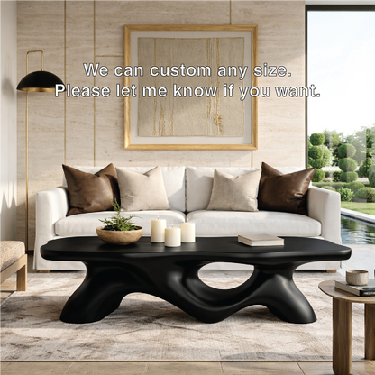 Unique Wooden Coffee Table with Curved Design for Living Room
