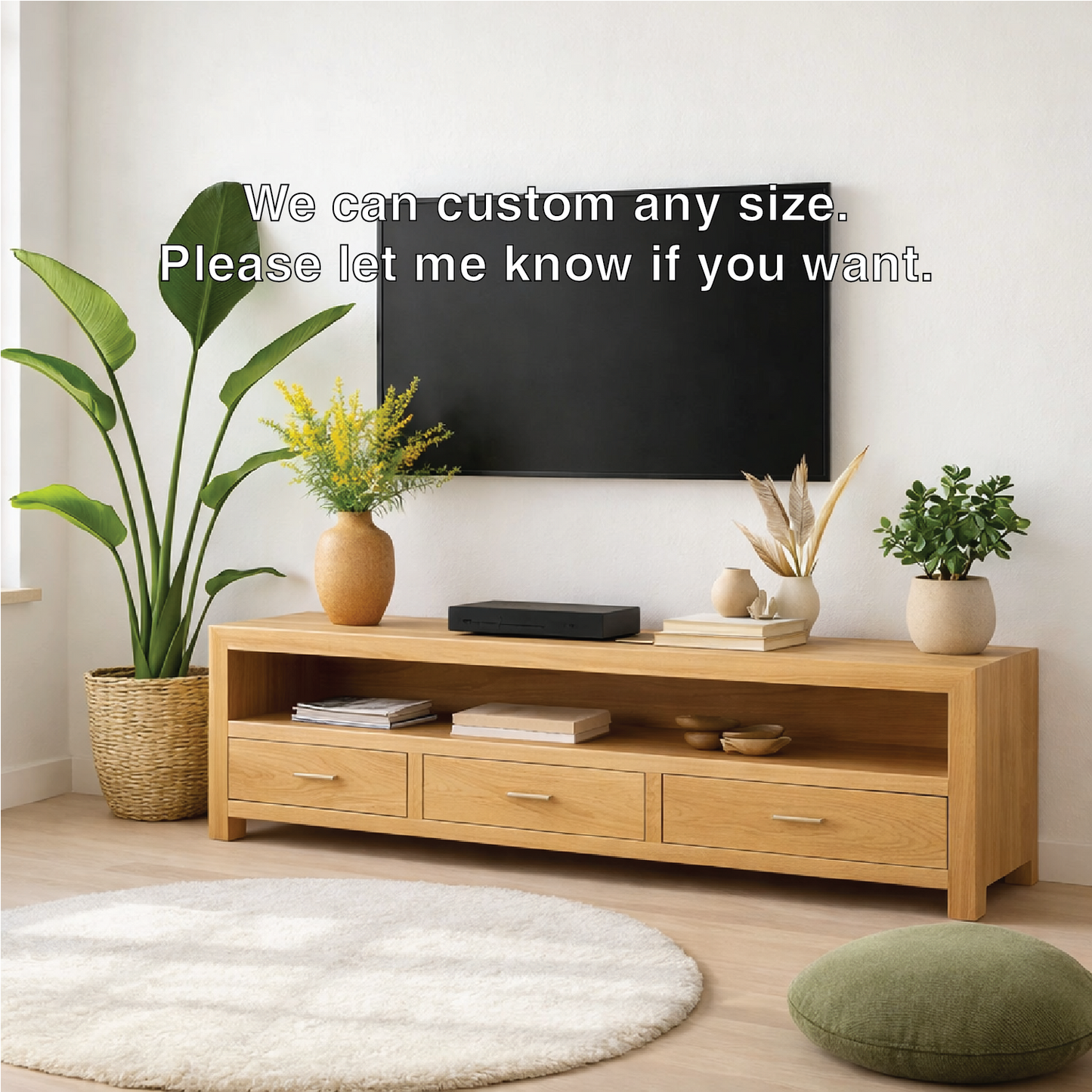 Mid Century Solid Wood TV Stand Modern Media Console Long Entertainment Center Cabinet Kitchnce