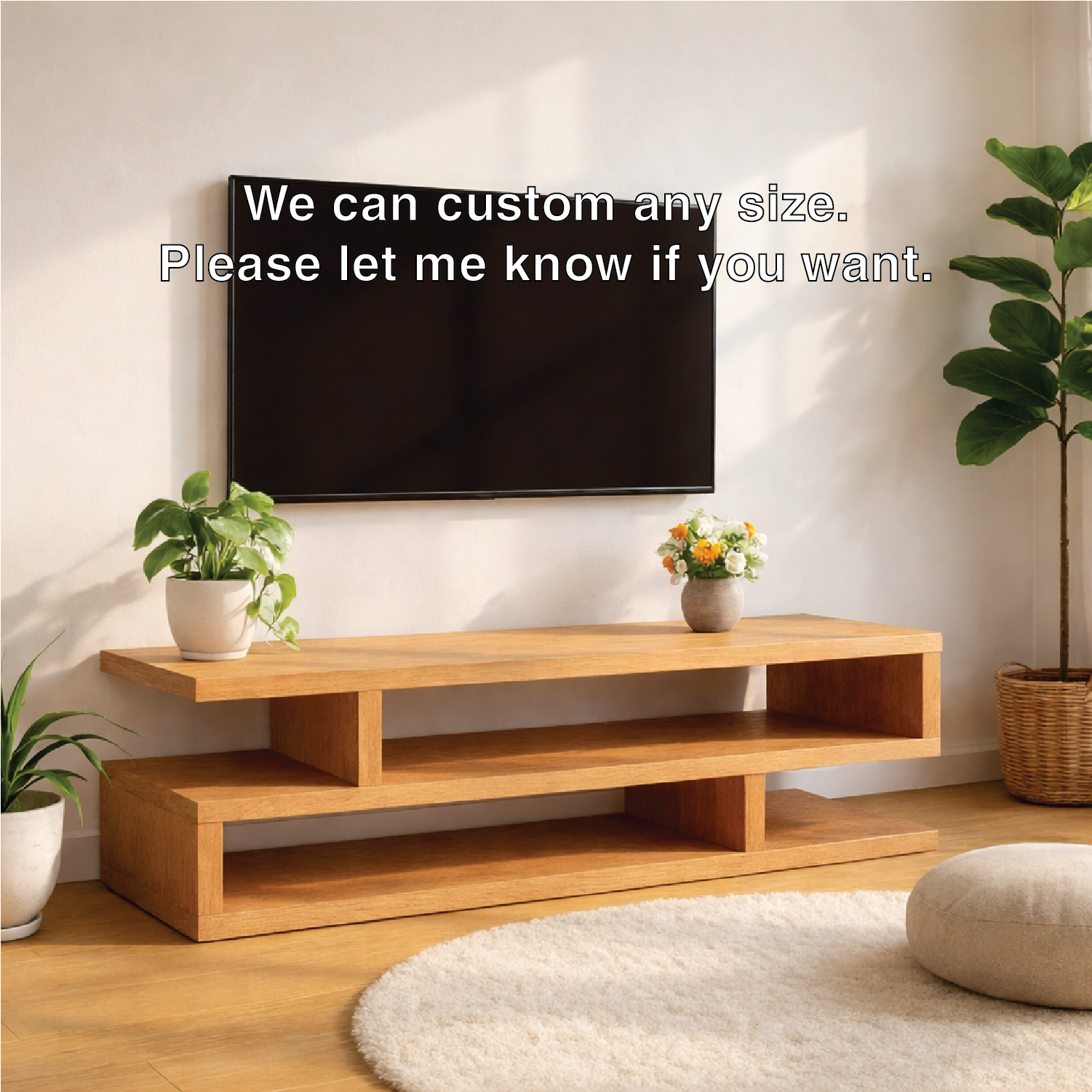 Minimalist Wood TV Stand Long Modern Media Console Low Profile Entertainment Center Kitchnce