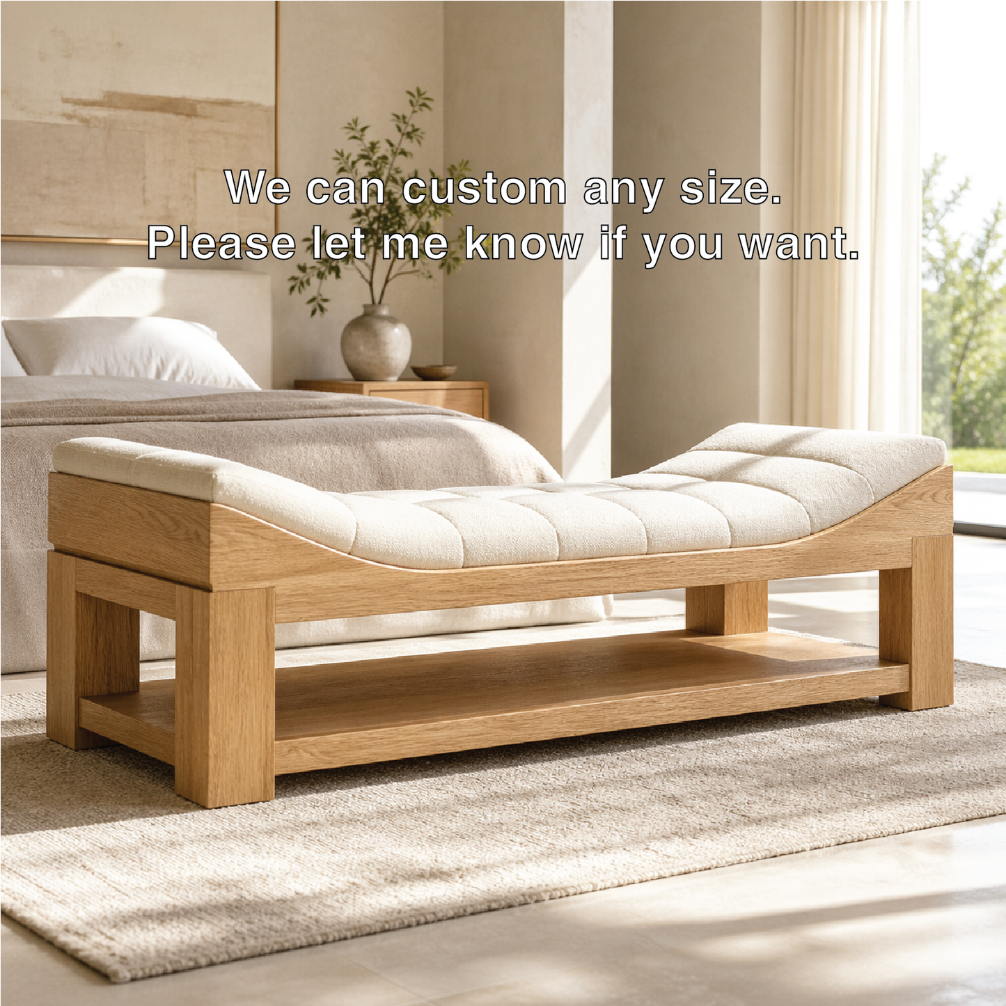 Modern Upholstered Daybed Bench with Storage Shelf for Bedroom Lounge Decor