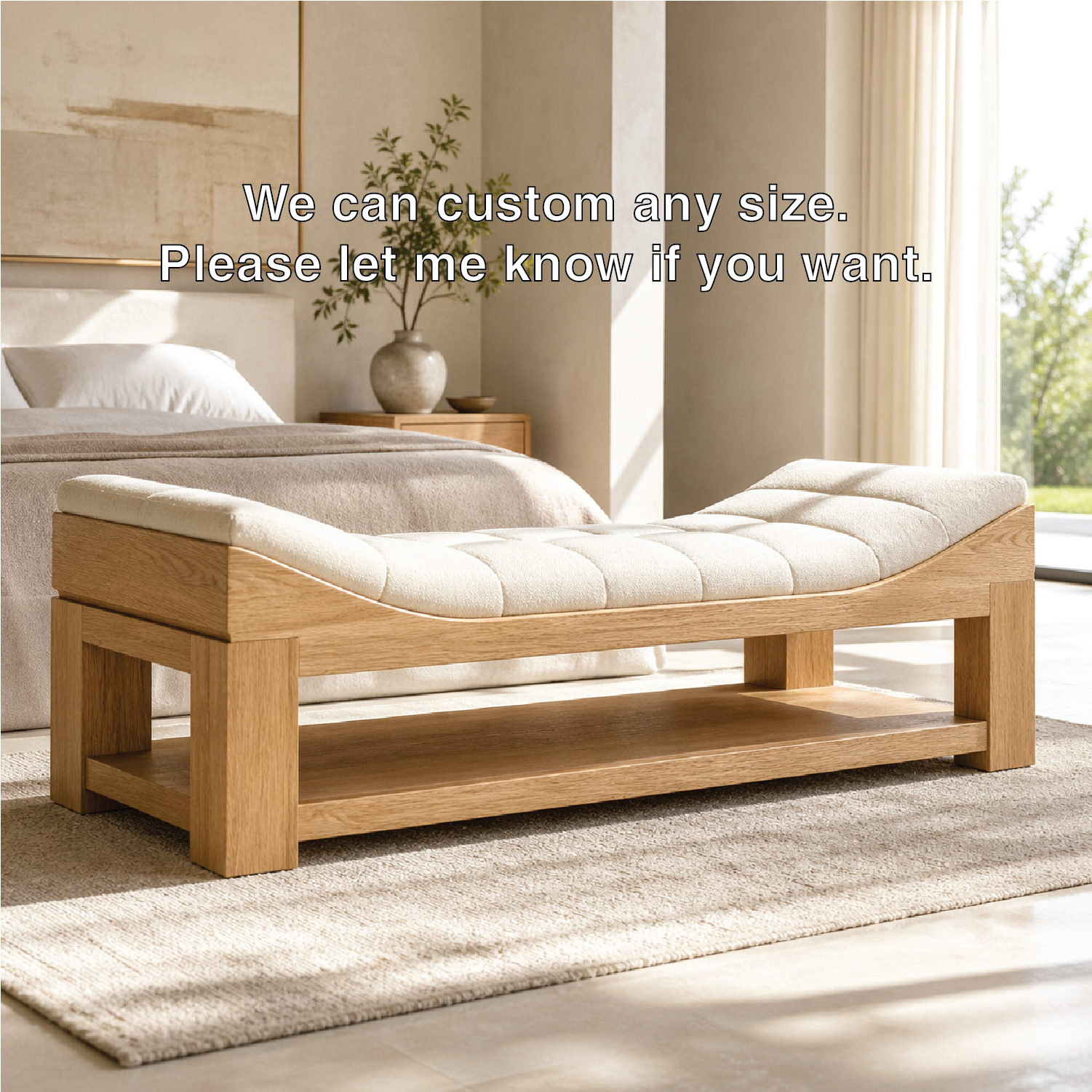 Modern Upholstered Daybed Bench with Storage Shelf for Bedroom Lounge Decor