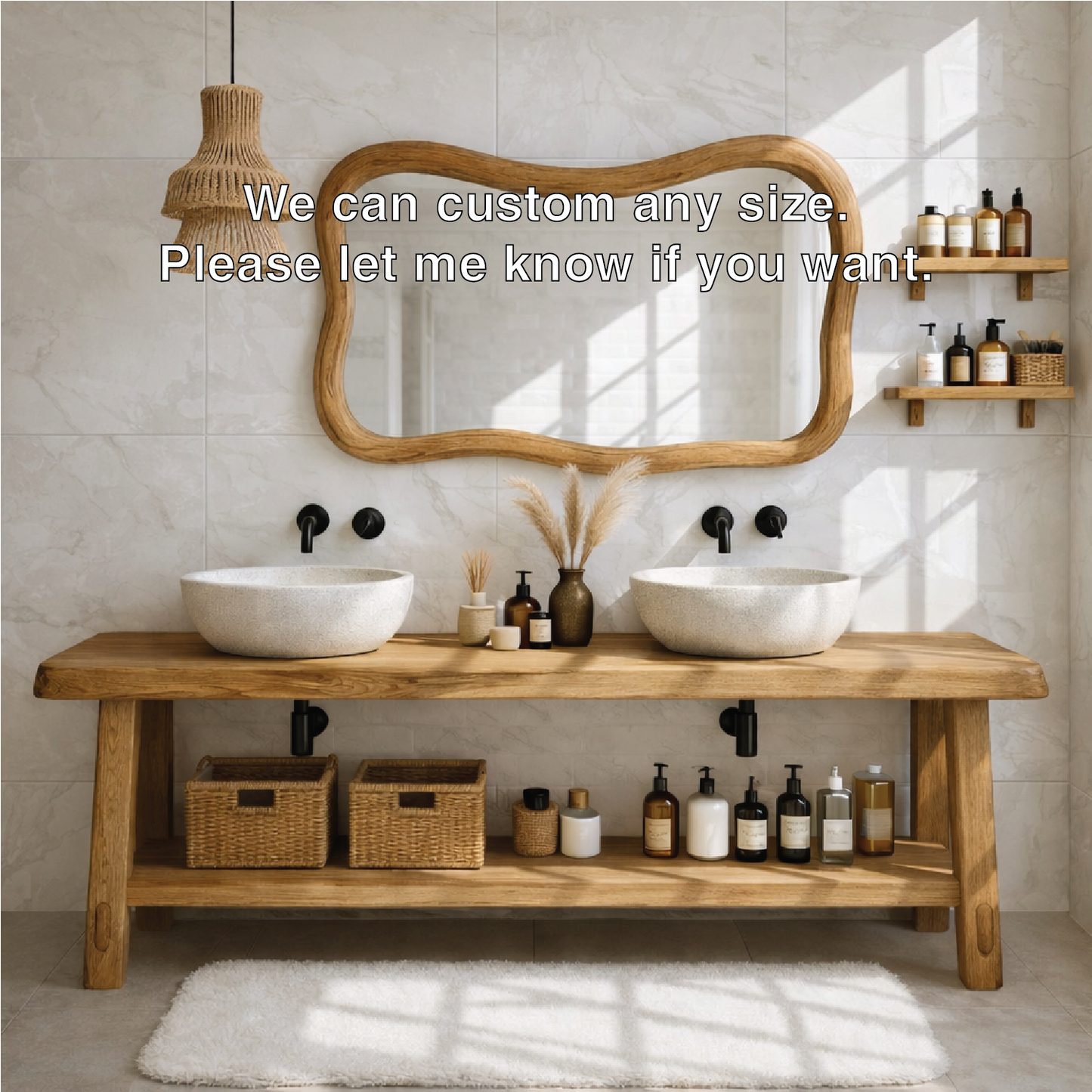 Rustic Double Bathroom Vanity Cabinet With Open Shelf Wood Vanity Base Console Kitchnce