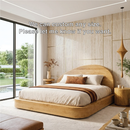 Modern Wooden Bed Frame with Curved Headboard and Platform Design Style