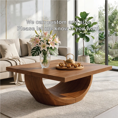 Unique Curved Wooden Coffee Table, Modern Minimalist Living Room Furniture Kitchnce