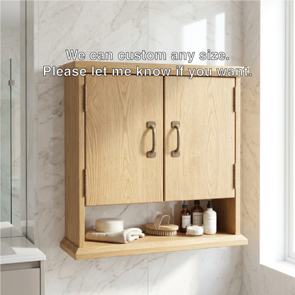 Floating Bathroom Cabinet, Wall Mounted Double Door Vanity Storage Organizer Shelf