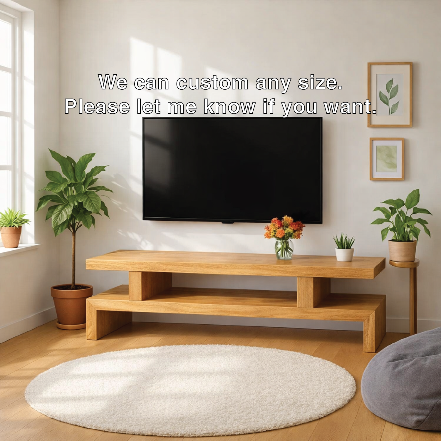 Minimalist Solid Wood TV Stand Modern Media Console Low Profile Entertainment Center Table Kitchnce