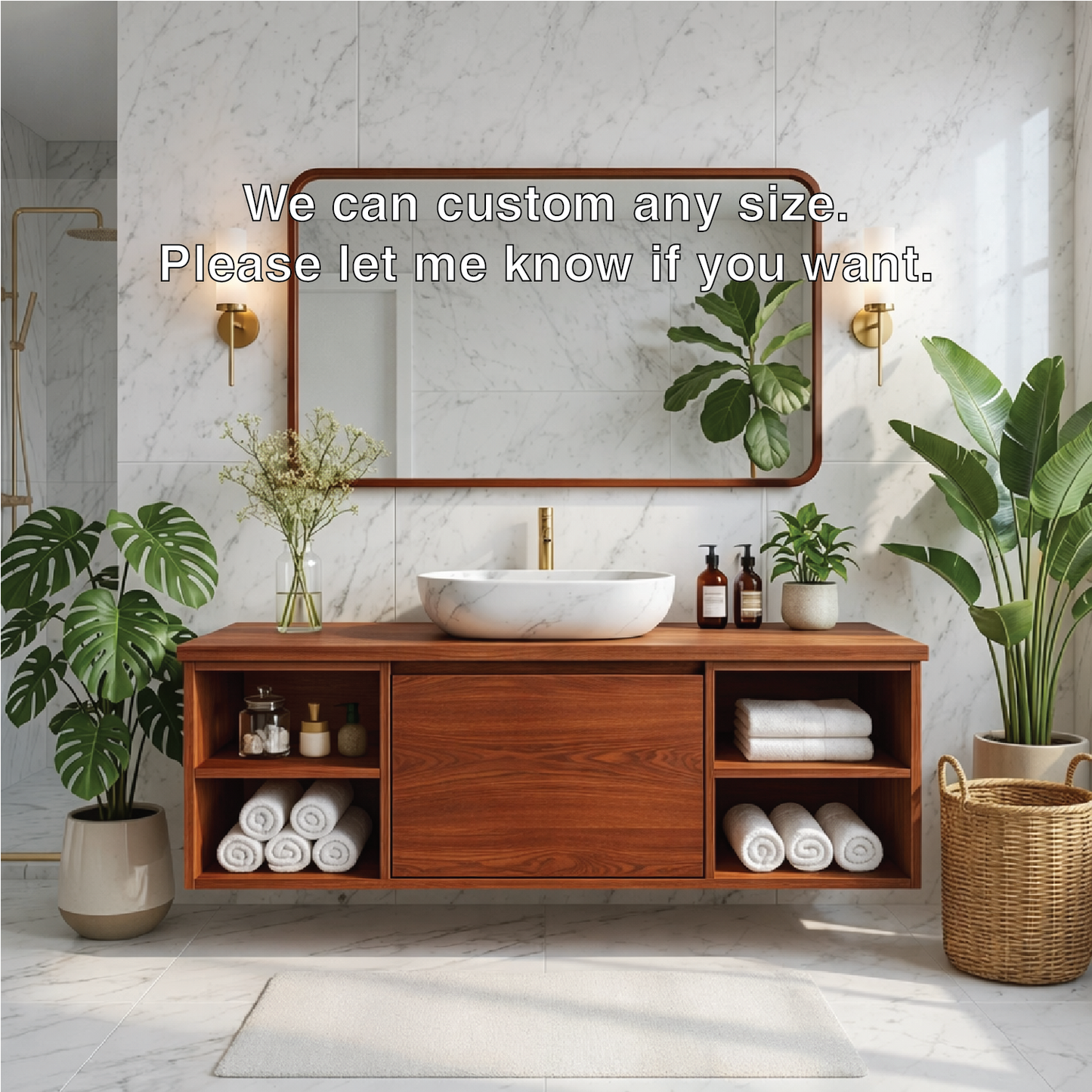 Floating Oak Vanity with Open Shelves and Minimalist Design, Modern Bathroom Furniture Kitchnce