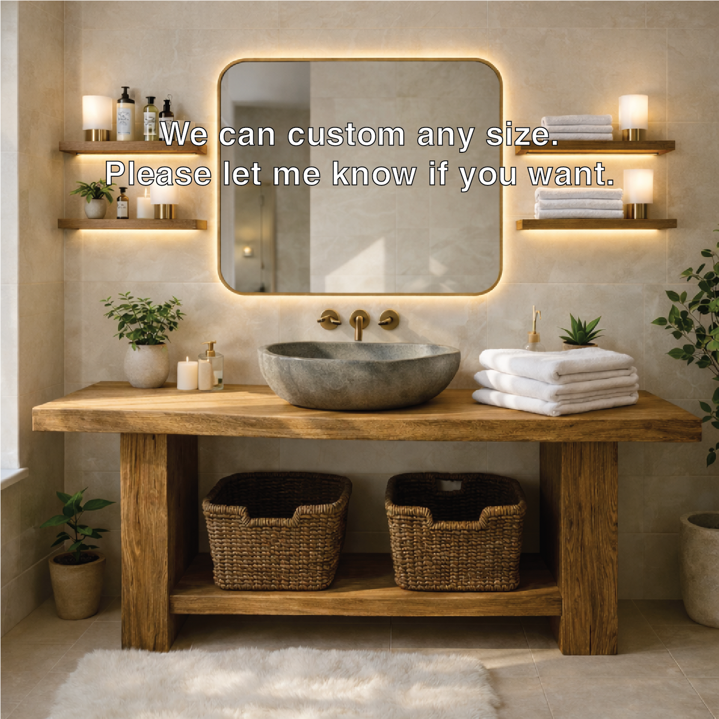 Rustic Solid Wood Bathroom Vanity Table With Open Shelf Farmhouse Bathroom Cabinet Kitchnce