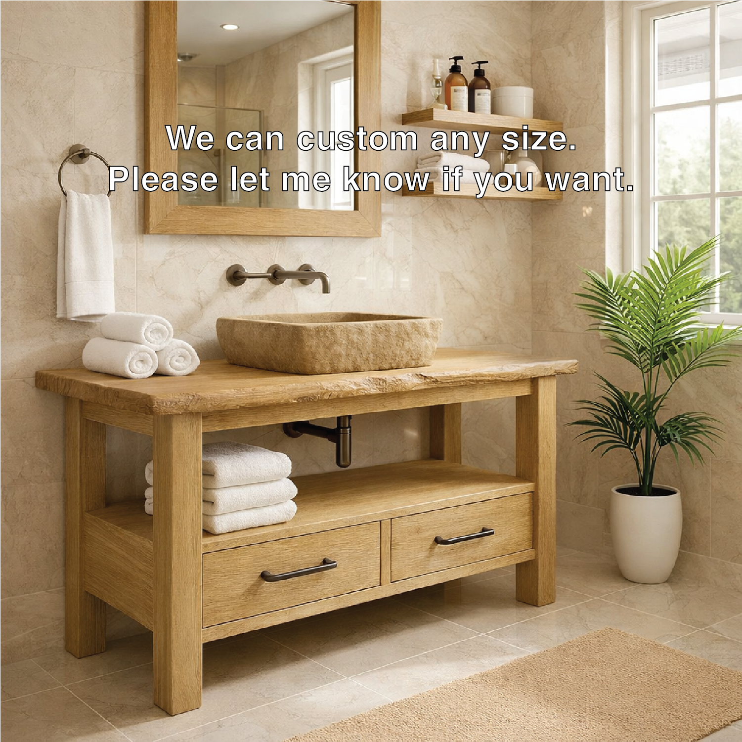 Rustic Solid Wood Bathroom Vanity Cabinet With Drawers And Storage Shelf Kitchnce