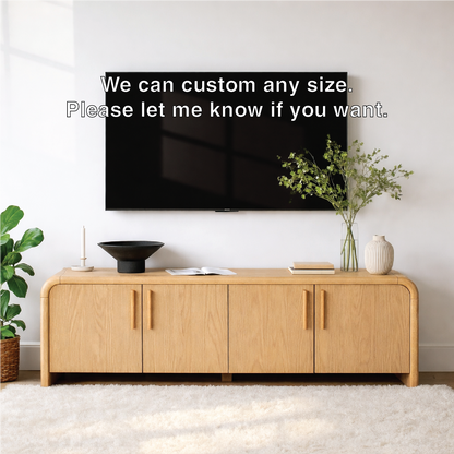 Minimalist Wood TV Stand With Doors Modern Media Console Long Entertainment Center Kitchnce